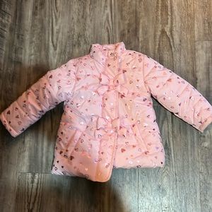 Gymboree pink puffer coat with hearts and bows